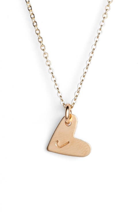 14k-Gold Fill Initial Mini Heart Pendant Necklace