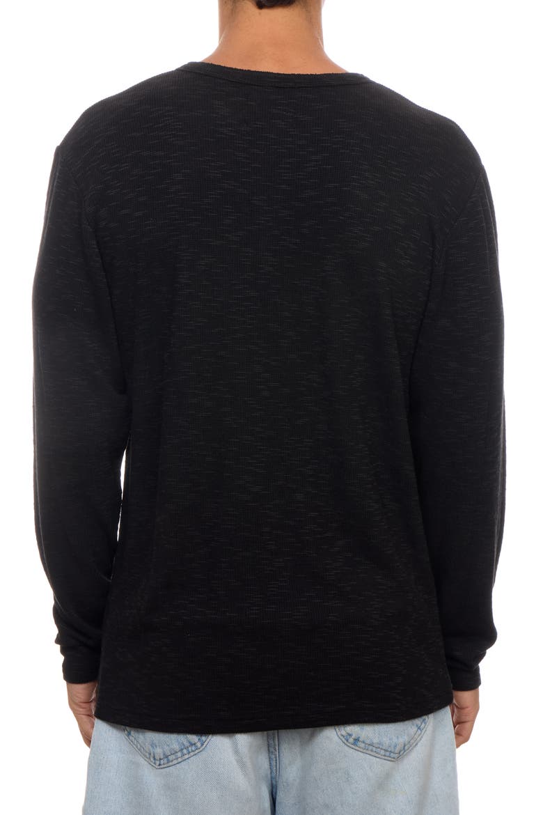 Slub Thermal Henley, Alternate, color, BLACK