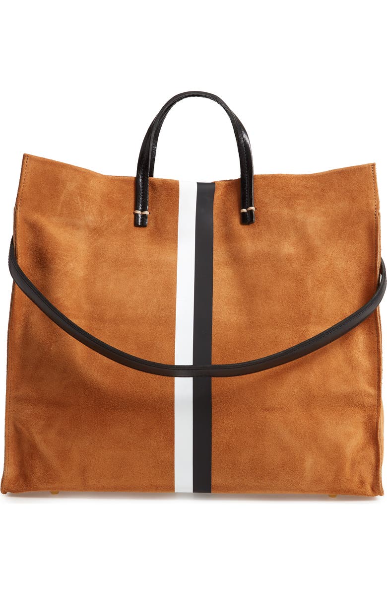 Clare V. Simple Stripe Suede Tote, Alternate, color,