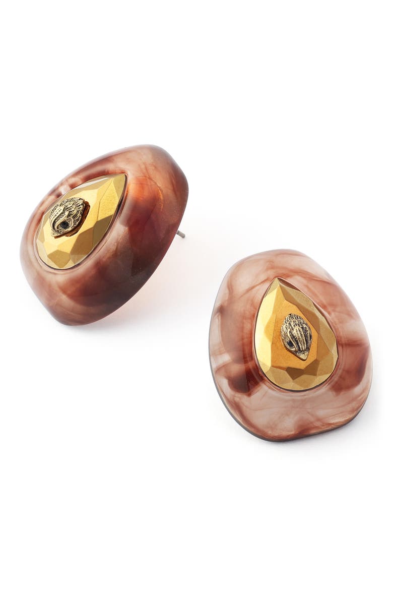 Ophelia Eagle Teardrop Stud Earrings, Alternate, color, BROWN