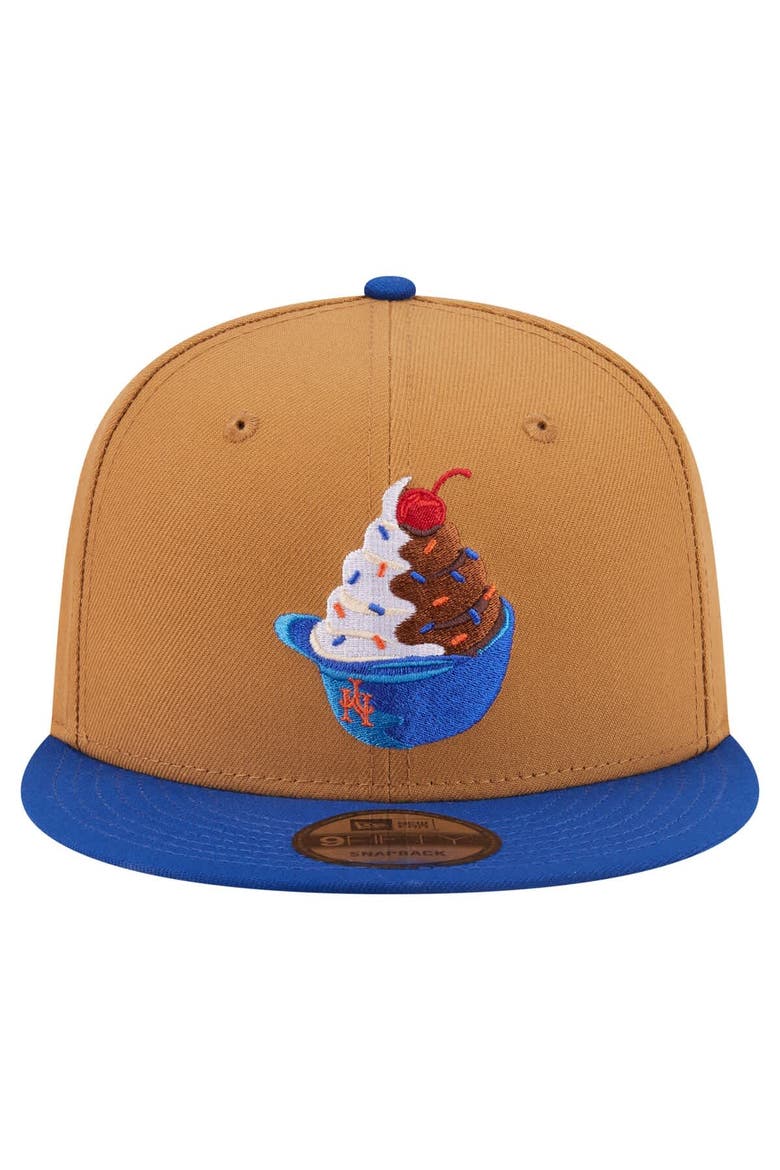 Men's New Era Khaki/Royal New York Mets Ice Cream 9FIFTY Snapback Hat, Alternate, color, Khaki
