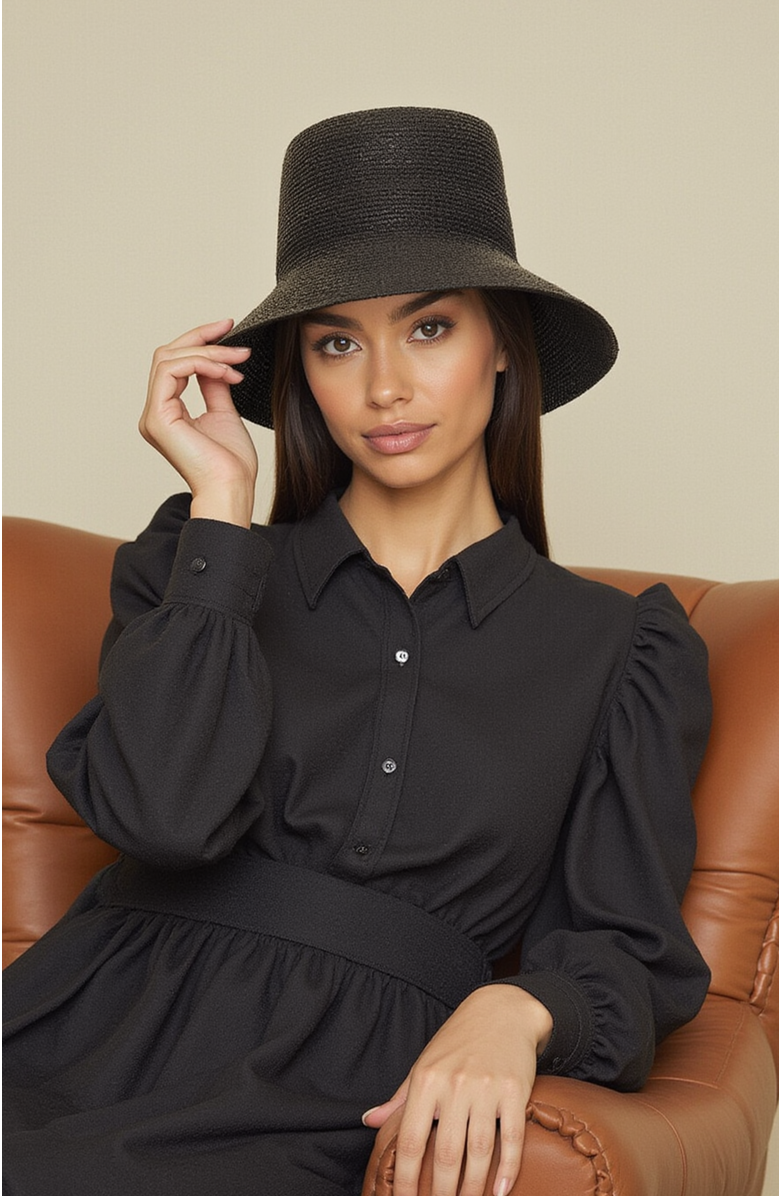 Heads Of State Hat Co. Straw Bucket Hat, Alternate, color, Black