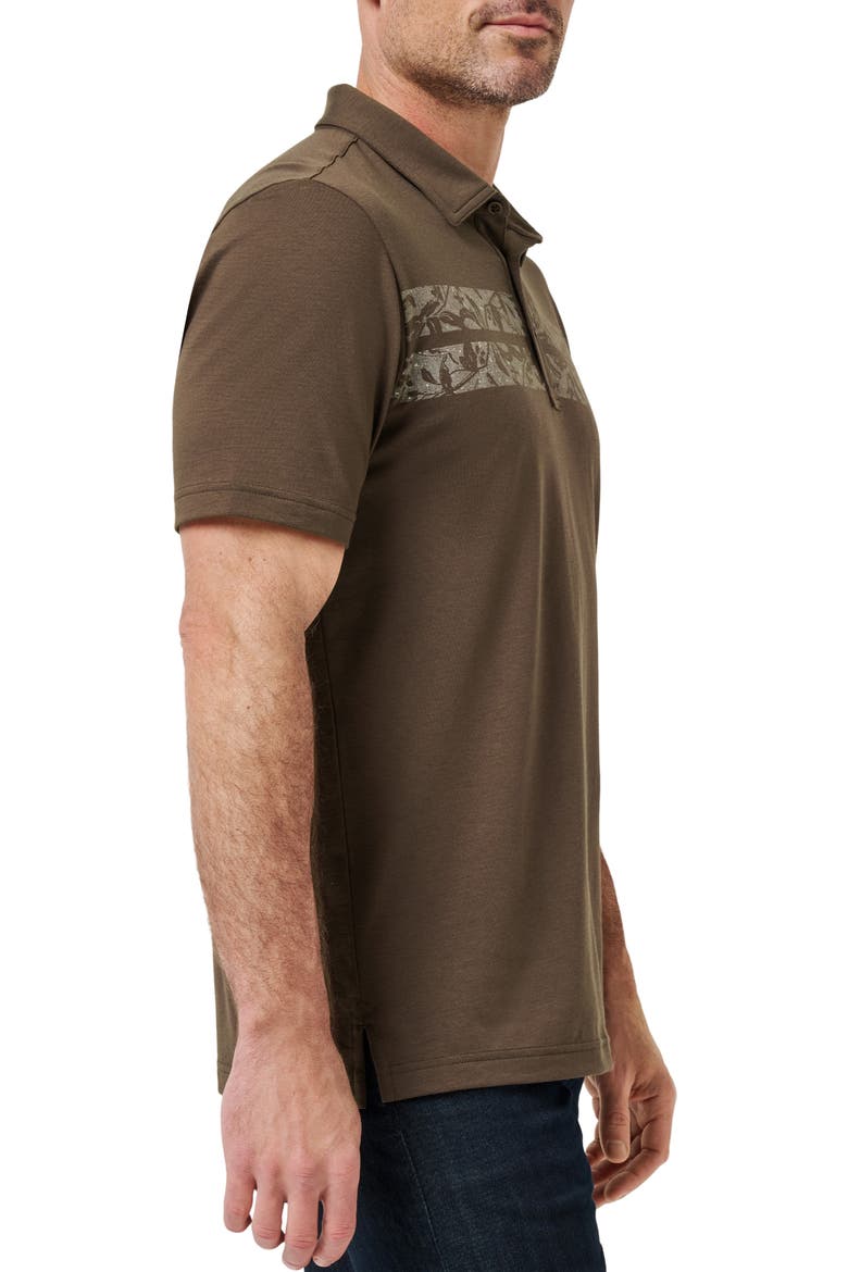 Orchard Walk Floral Stripe Polo, Alternate, color, CHOCOLATE