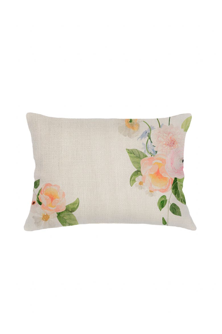 Bouquet Charmant Linen Dutch Euro Pillow 28x36 with Down Alternative Insert, Main, color, Beige