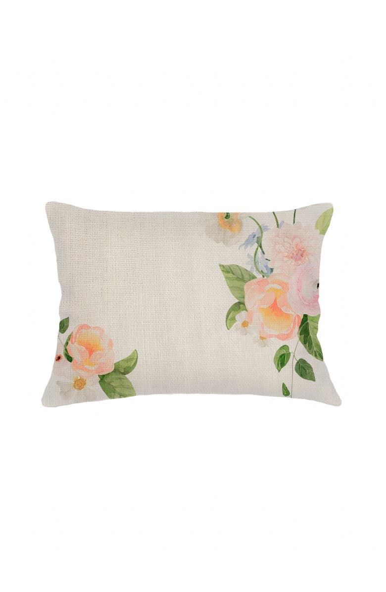 Anaya Bouquet Charmant Linen Dutch Euro Pillow 28x36 with Down Insert, Main, color, Beige