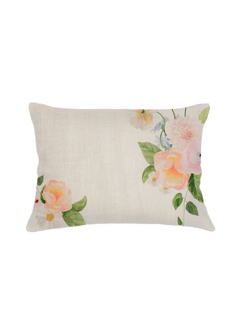 Bouquet Charmant Linen Dutch Euro Pillow 28x36 with Down Alternative Insert