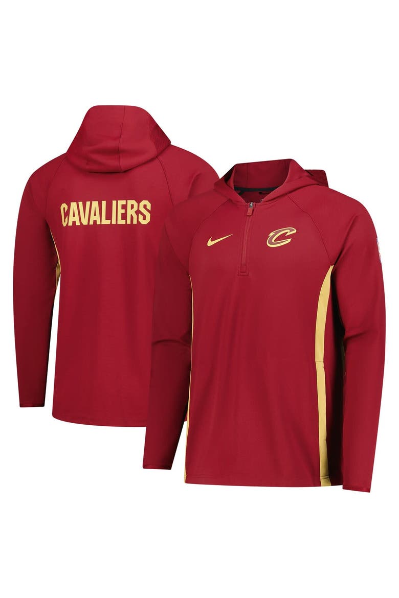 Men's Nike  Wine Cleveland Cavaliers Authentic On Court Zone Quarter-Zip Dri-FIT Hoodie Jacket, Main, color, Wine