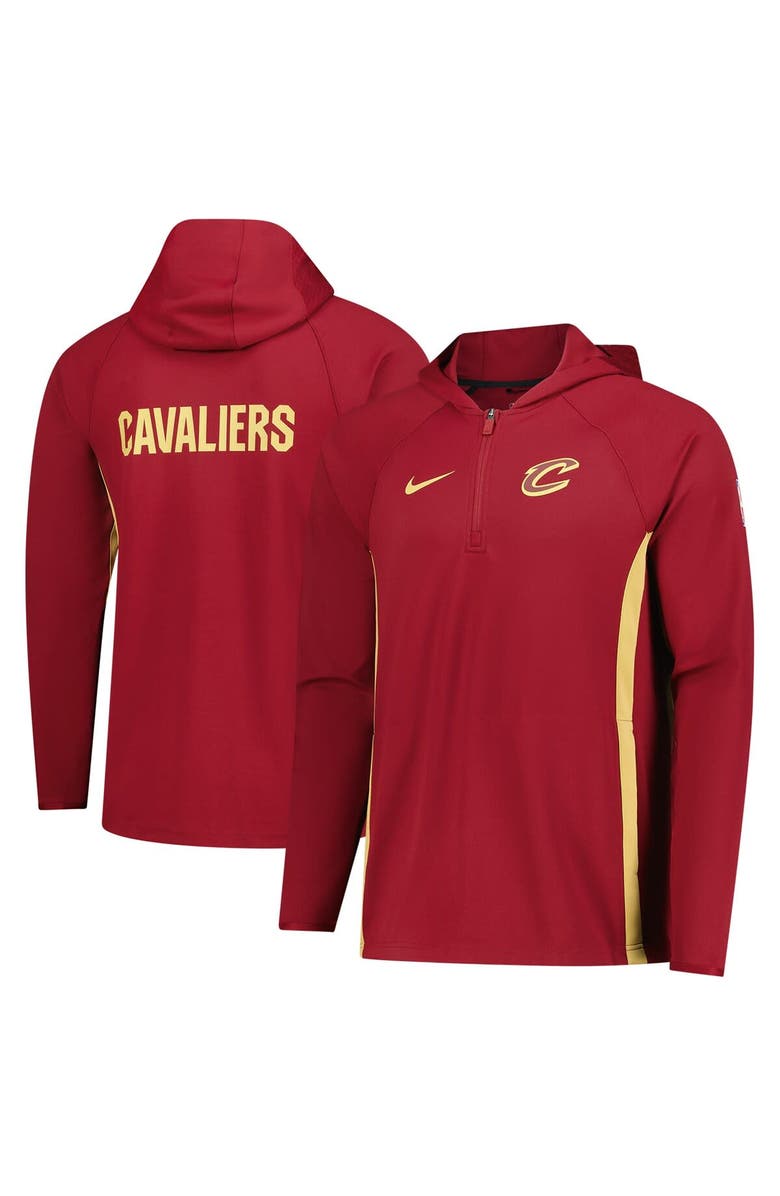 Nike Men's Nike  Wine Cleveland Cavaliers Authentic On Court Zone Quarter-Zip Dri-FIT Hoodie Jacket, Main, color, Wine