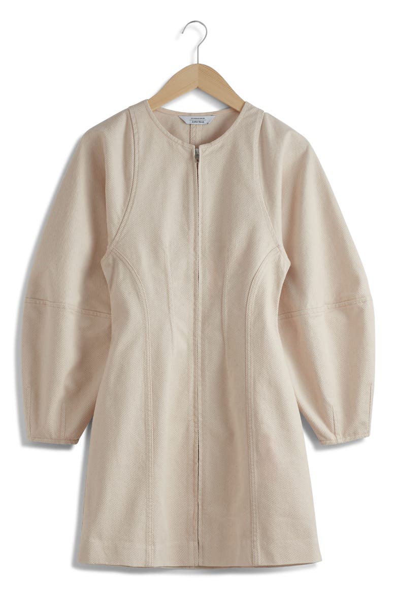 Long Sleeve Cotton Twill Dress, Alternate, color, BEIGE