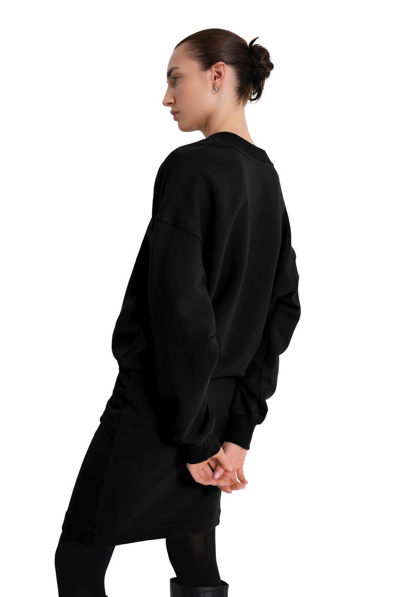 Mira V-Neck Sweatshirt Dress, Alternate, color, BLACK