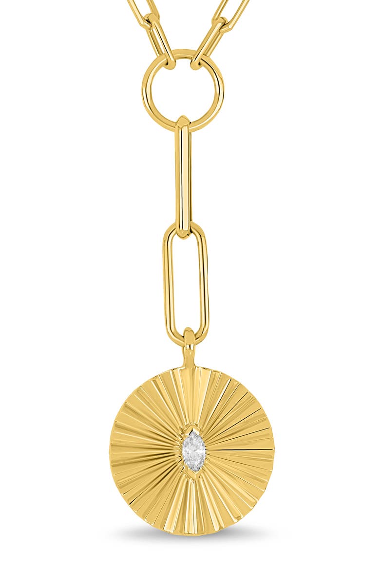 18K Gold Cleo Diamond Drop Medallion Pendant Necklace (Online Trunk Show), Alternate, color, 18K YELLOW GOLD