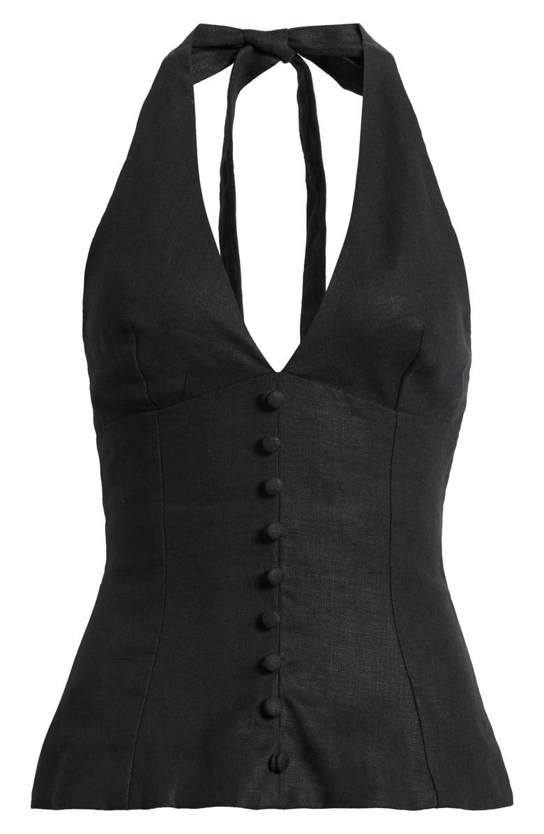 Faithfull the Brand Marie Linen Halter Top, Alternate, color, Black