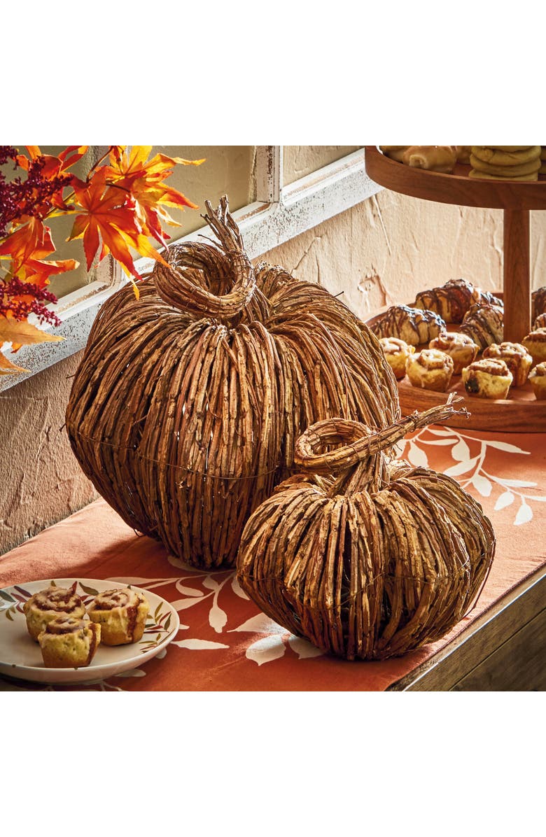 tag Large Natural Wood Vine Pumpkin Decor for Thanksgiving, Alternate, color, Beige