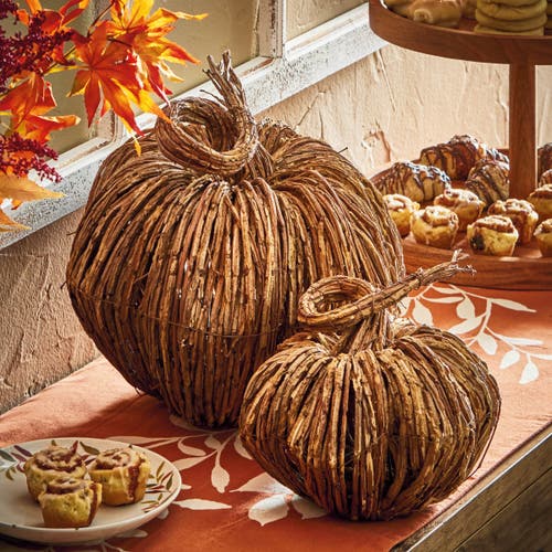 Tag Large Natural Wood Vine Pumpkin Decor For Thanksgiving In Brown