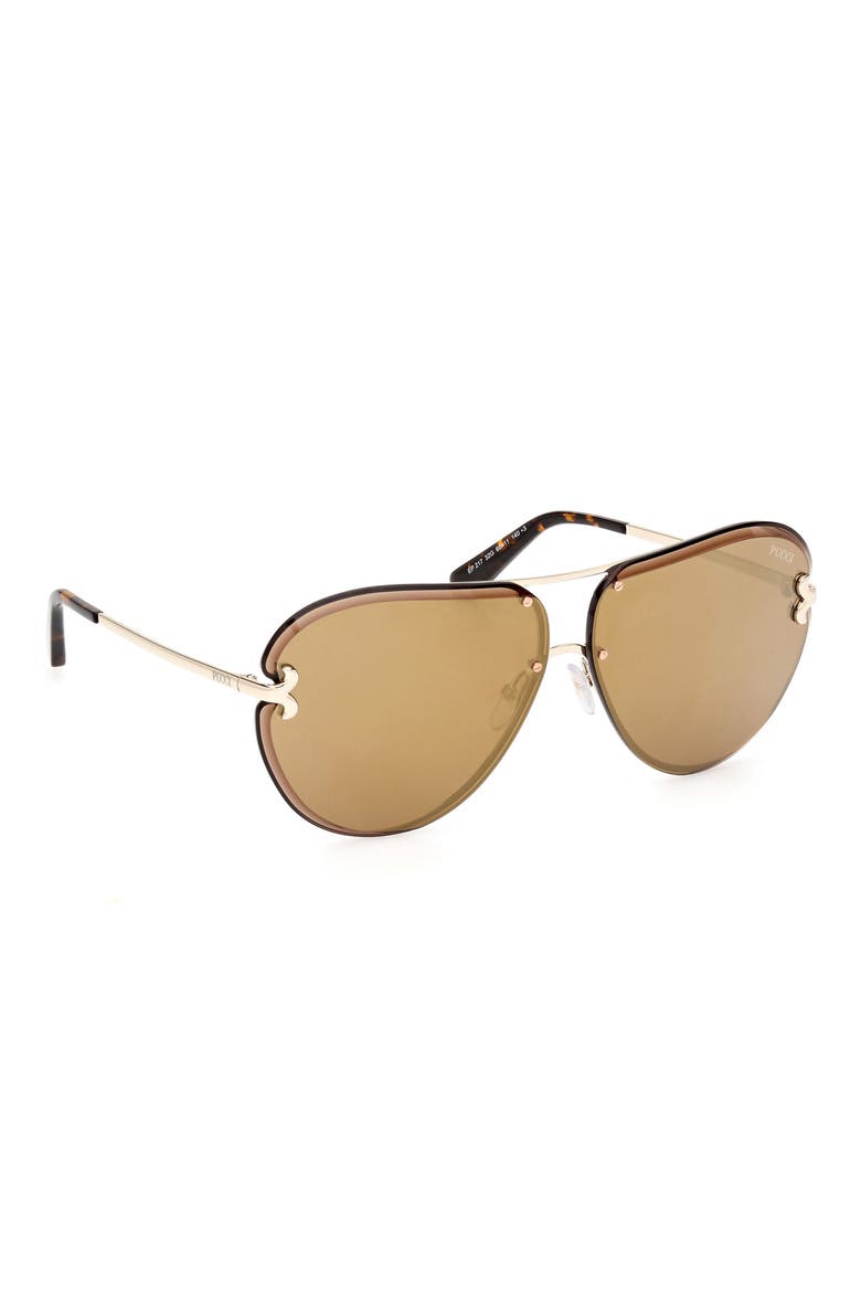 66mm Oversize Pilot Sunglasses, Alternate, color, GOLD / BROWN MIRROR