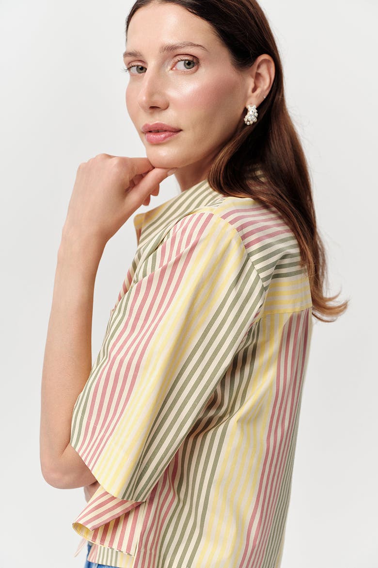 Ambra Half Sleeve Crop Shirt, Alternate, color, Multi Color