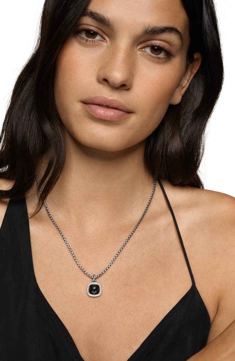 David Yurman Albion<sup>®</sup> Pendant in Sterling Silver with Black Onyx & Diamonds, 11mm, Alternate, color, Black Onyx