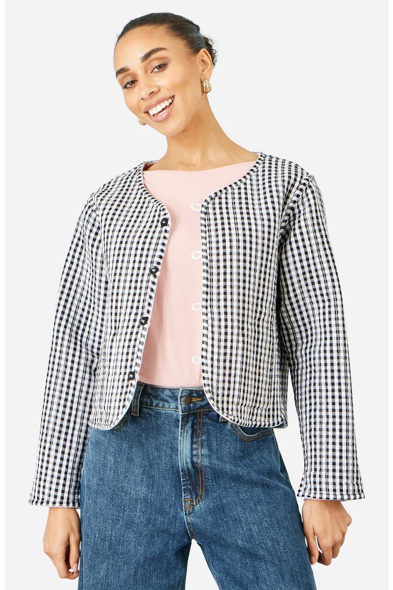 Reversible Cotton Quilted Cropped Jacket, Alternate, color, White