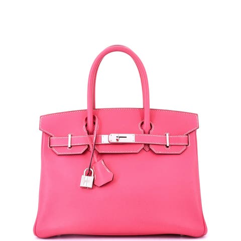 Birkin Handbag Pink Epsom with Palladium Hardware 30