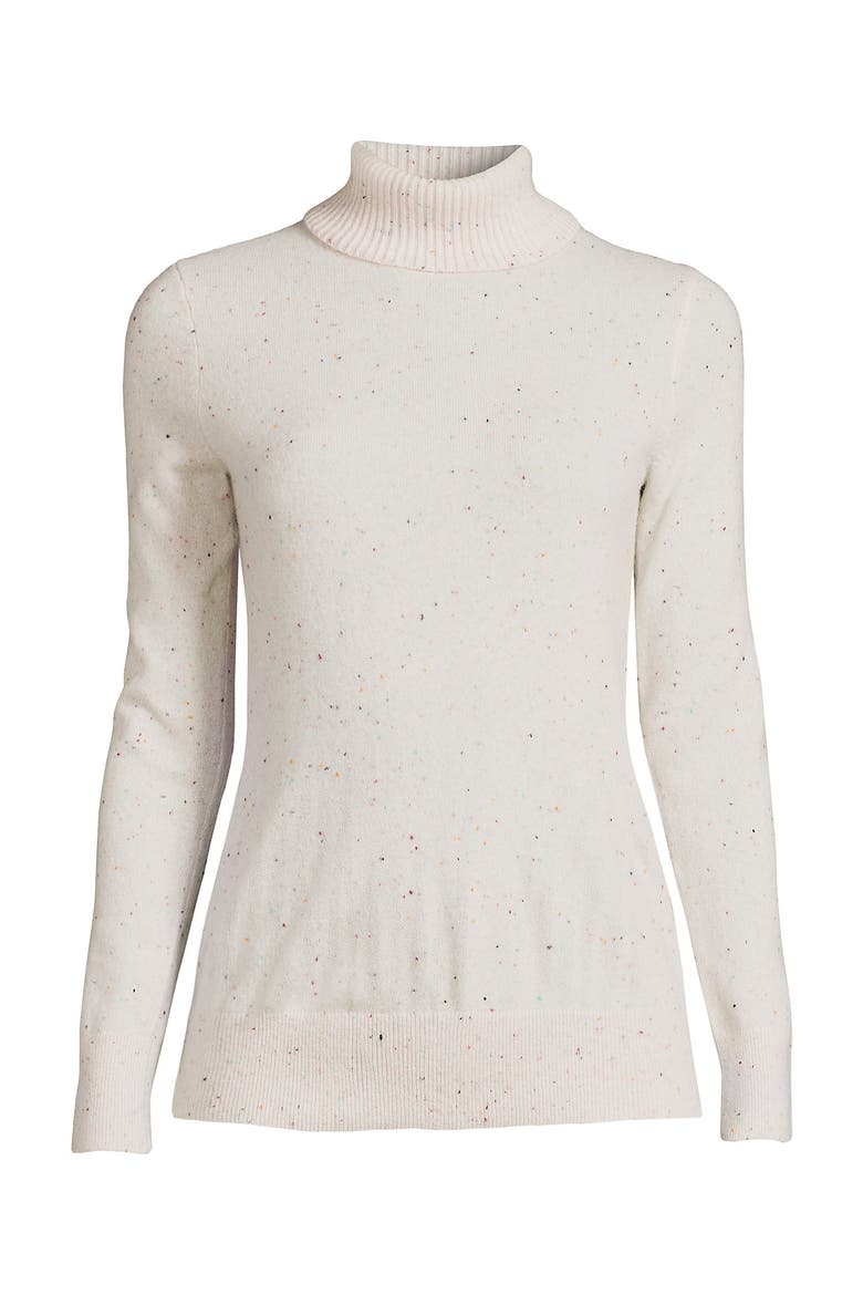 Cashmere Turtleneck Sweater, Alternate, color, Fresh Ivory Rainbow Donegal