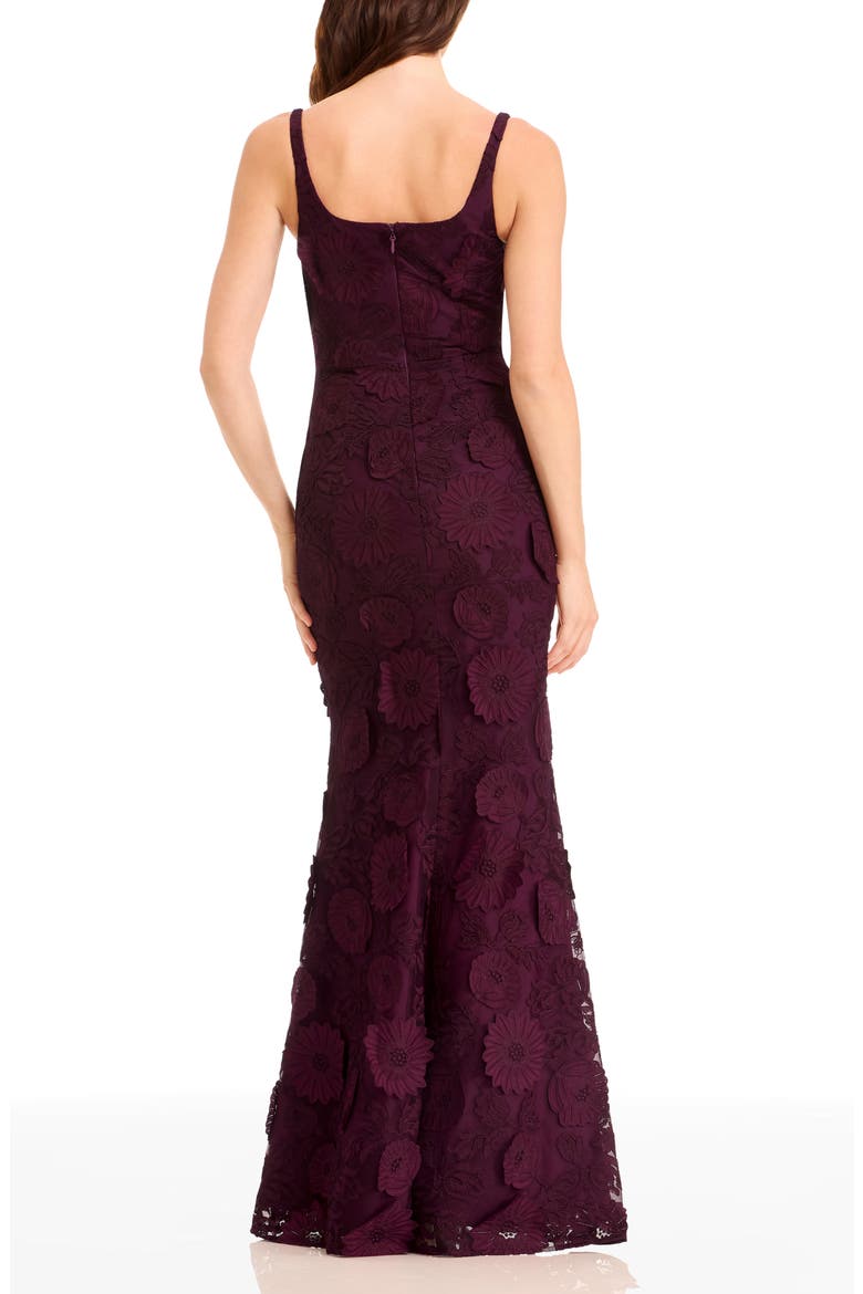 Lorena Floral Appliqué Mermaid Gown, Alternate, color, DARK CHERRY