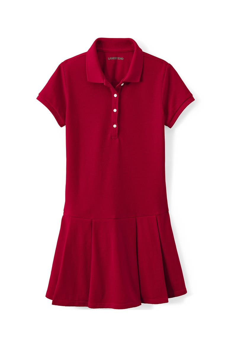 School Uniform Girls Short Sleeve Mesh Pleated Polo Dress, Alternate, color, Red