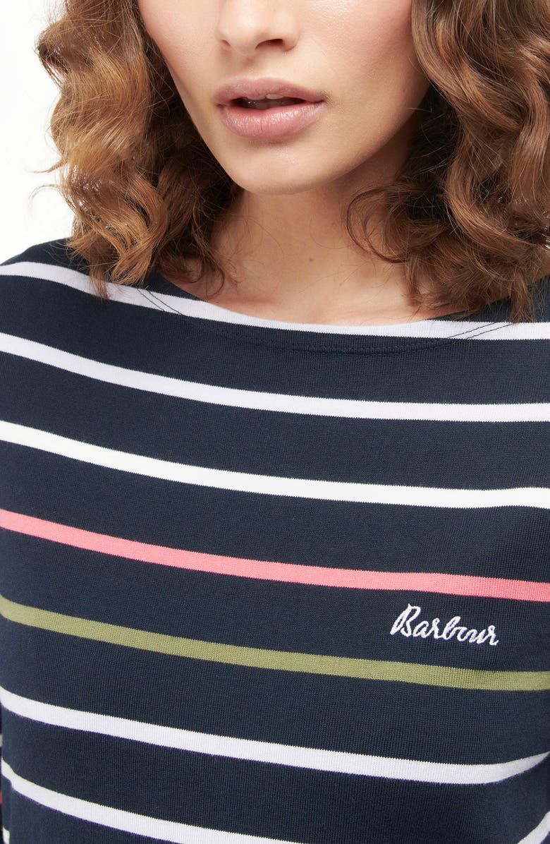 Barbour Hawkins Stripe Long Sleeve Cotton Sweater, Alternate, color, Navy/ Pink Stripe