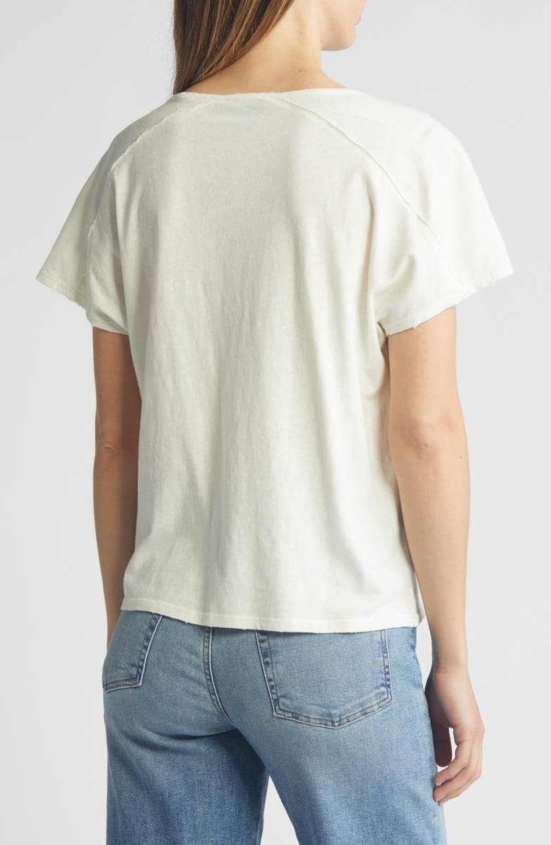 PAIGE Yelena Cotton & Linen V-Neck T-Shirt, Alternate, color,