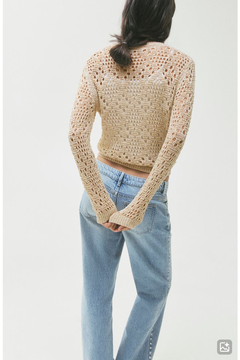 Open Stitch Cardigan, Alternate, color, SAND