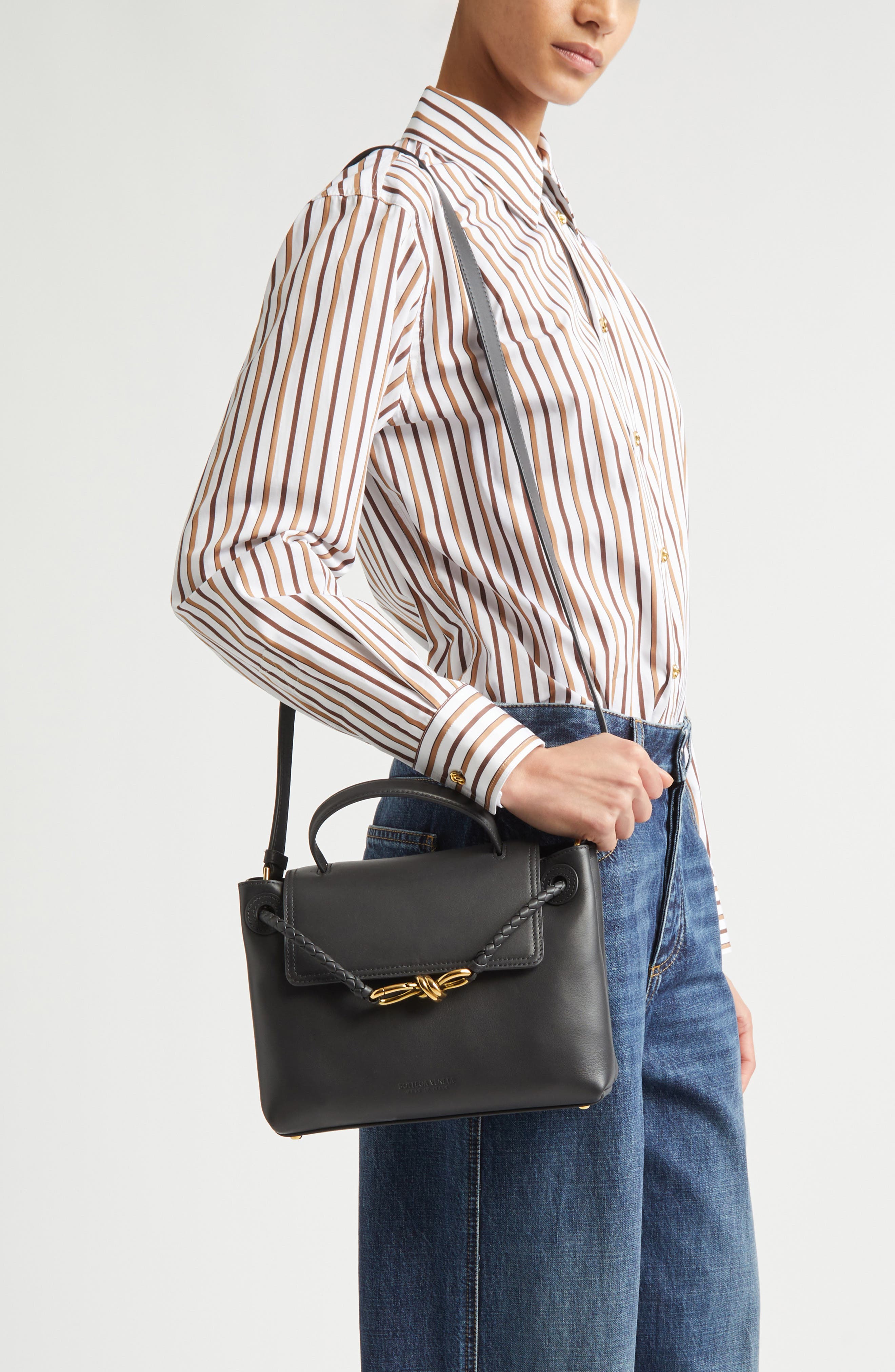 Small Ciao Ciao Knot Detail Leather Top Handle Bag, Alternate, color, 1040 GRAPHITE-M BRASS