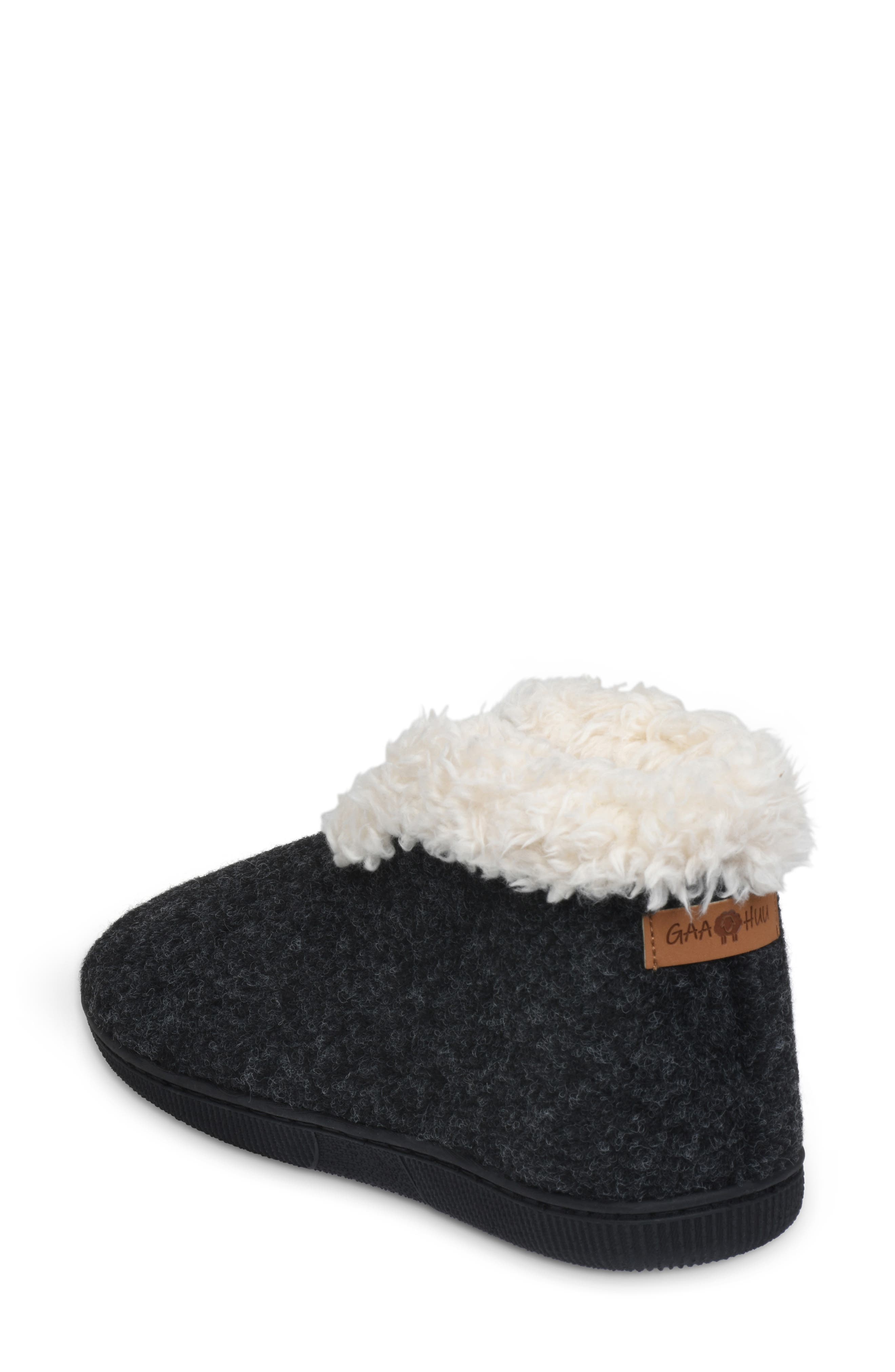 GAAHUU Faux Wool & Faux Shearling Slipper, Alternate, color, Black