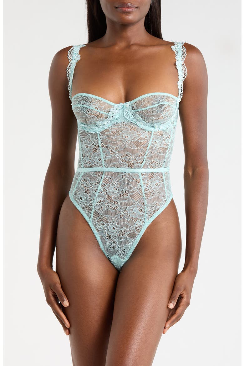 Lace Underwire Bodysuit, Main, color, POWDER BLUE