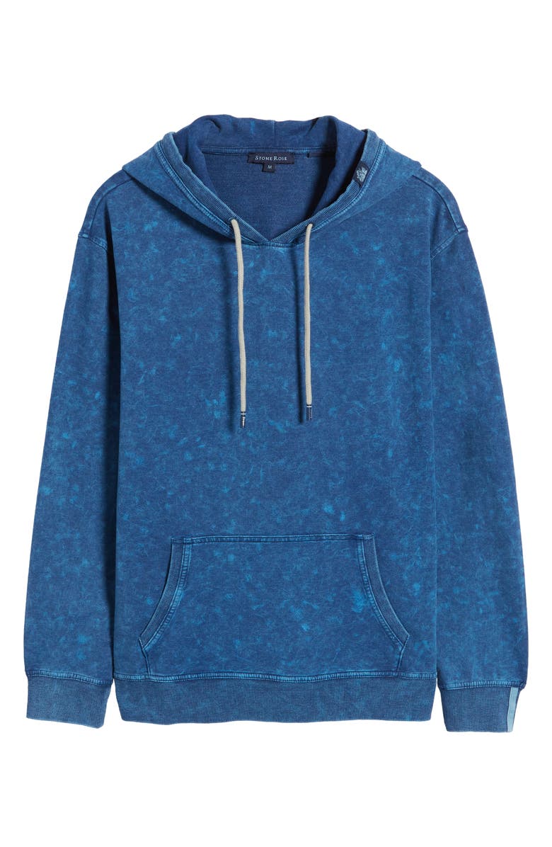 Stone Rose Acid Wash Fleece Hoodie, Alternate, color, Navy