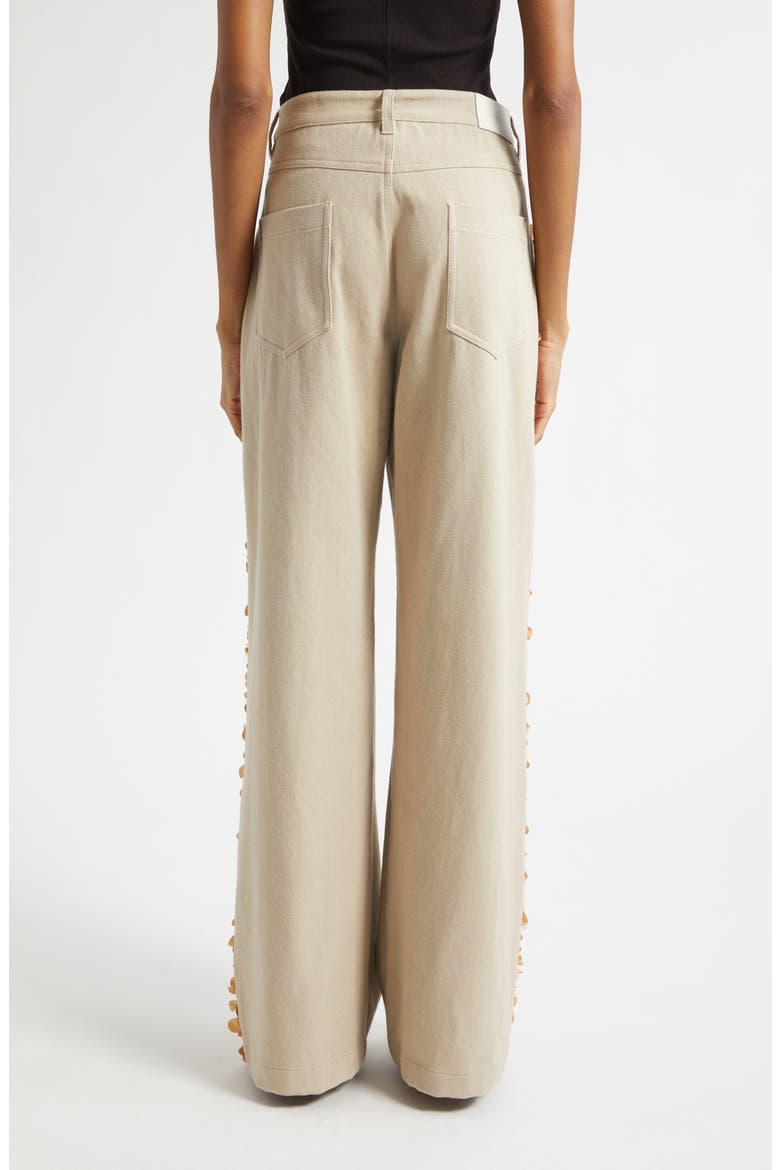 Burro Paillette Side Stripe Wide Leg Jeans, Alternate, color, KHAKI