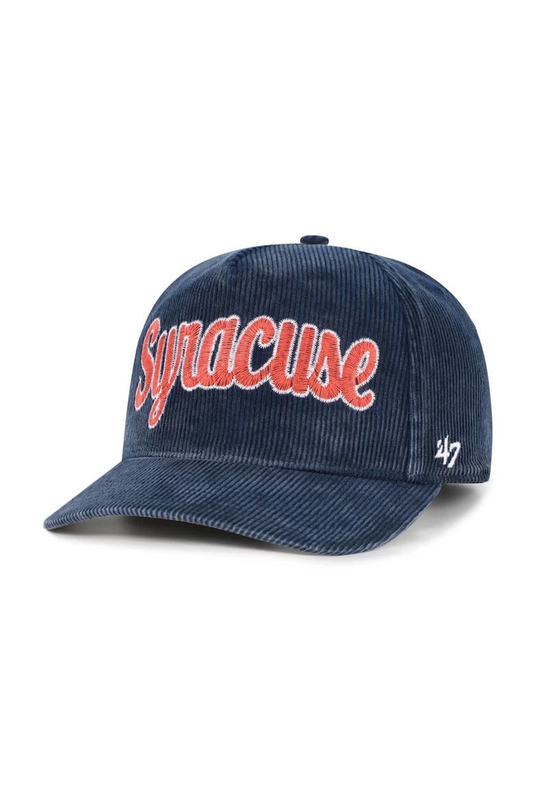 Men's '47  Navy Syracuse Orange Reclaim Snow Wash Corduroy Hitch Adjustable Hat, Main, color, Navy