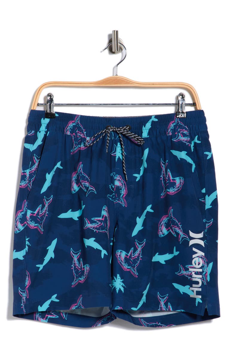 Shark Wave Volley Swim Shorts, Alternate, color, ABYSS