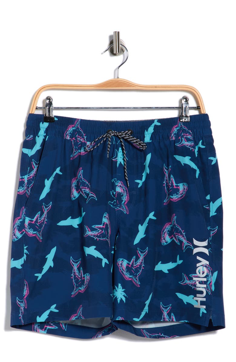 Hurley Shark Wave Volley Swim Shorts, Main, color, Abyss