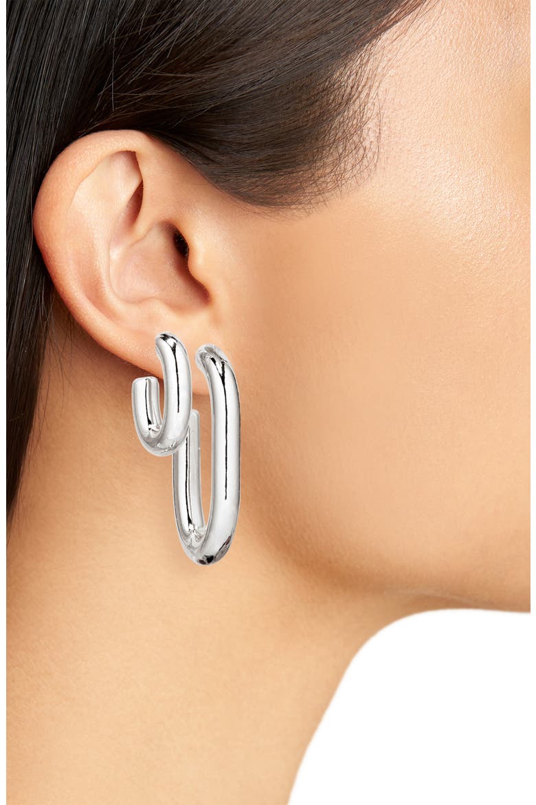 Set of 3 Assorted Oval Hoop Earrings, Alternate, color, SILVER