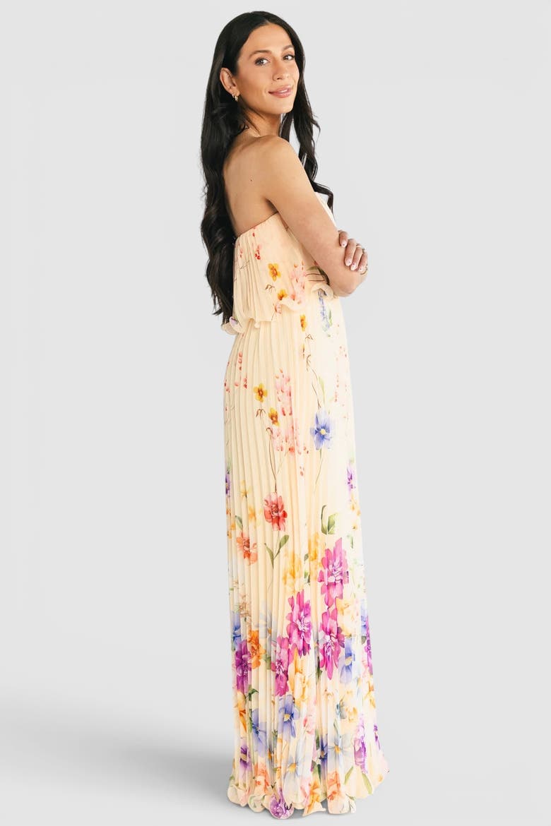 Bloom Pleated Strapless Maxi Dress, Alternate, color, Yellow