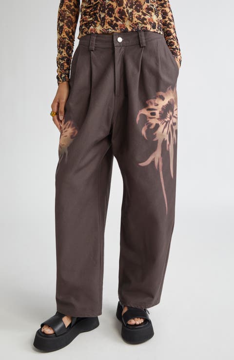パンツ [COLLINA STRADA] Denim Brown Floral Pants Collina Strada Designer Pants for Women | Nordstrom