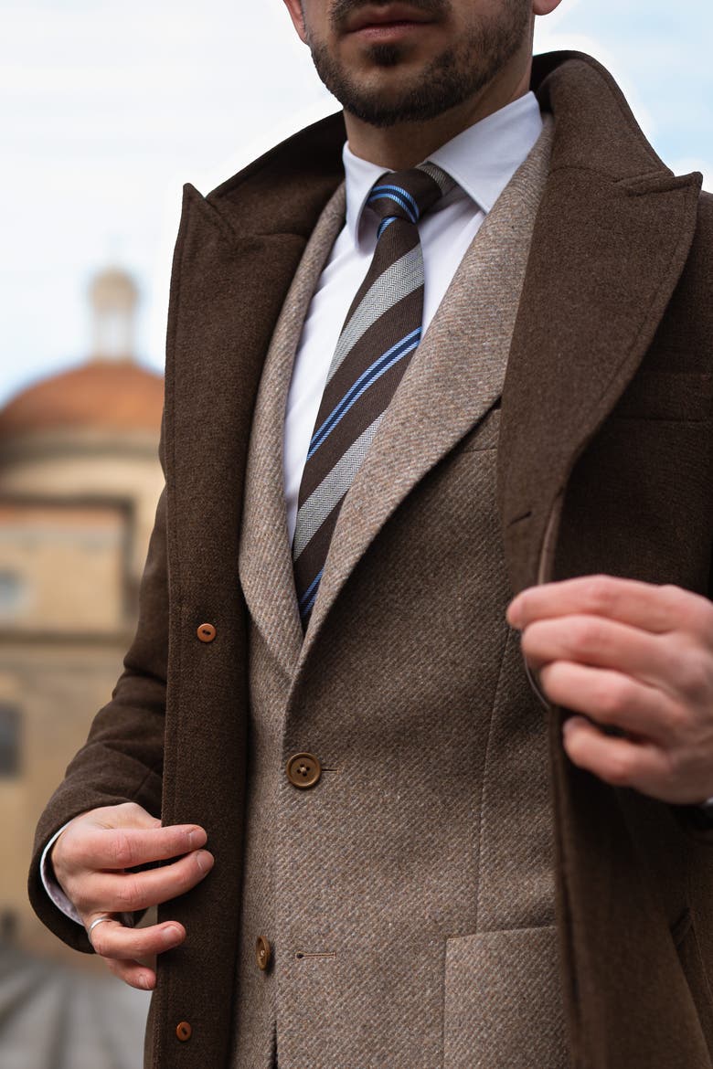 Flaminia - Extra Long Silk Jacquard Tie for Men, Alternate, color, Brown