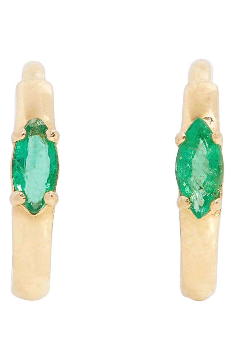 STONE AND STRAND Mini Green With Envy Huggie Hoop Earrings, Main, color,