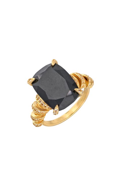 Black Onyx & Pavé White Topaz Ring