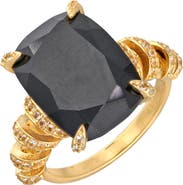 YS GEMS Black Onyx & Pavé White Topaz Ring
