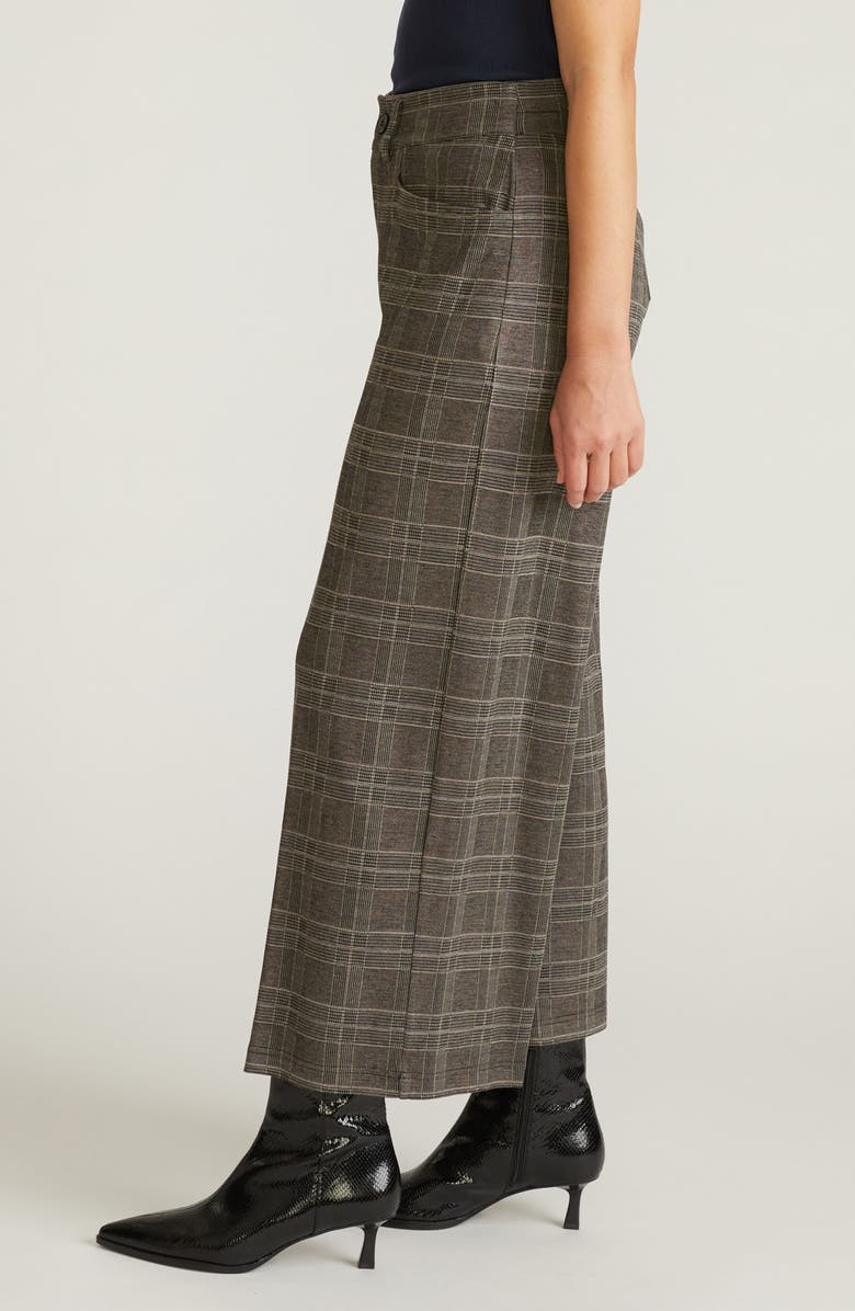 Universal Standard Wide Leg Ponte Crop Pants, Alternate, color, British Beige Plaid