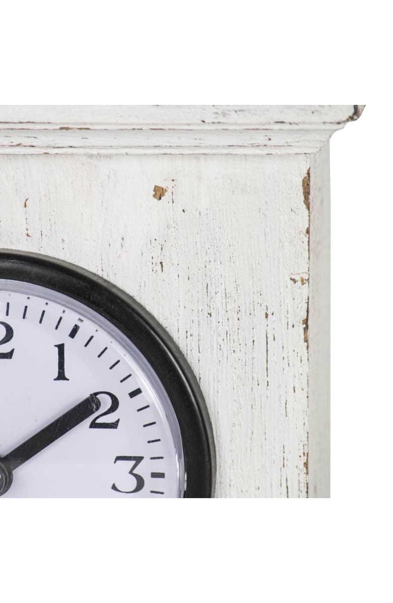 Foreside Home and Garden Square White Wood & Plexiglass Tabletop Clock, Alternate, color, White