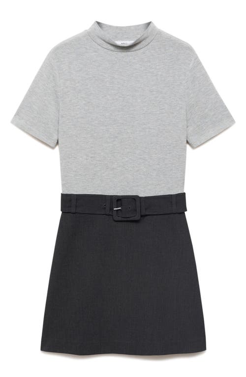 Mango Belted Minidress In Gray