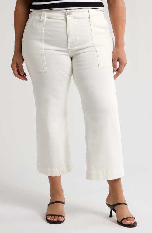 Liverpool Los Angeles Stride Patch Pocket Crop Wide Leg Jeans In Bone White