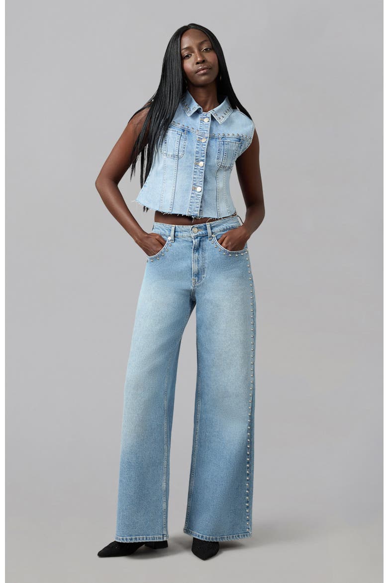 Gabbie Cropped Denim Vest, Alternate, color, STUDDEN WHIMSY BLUE