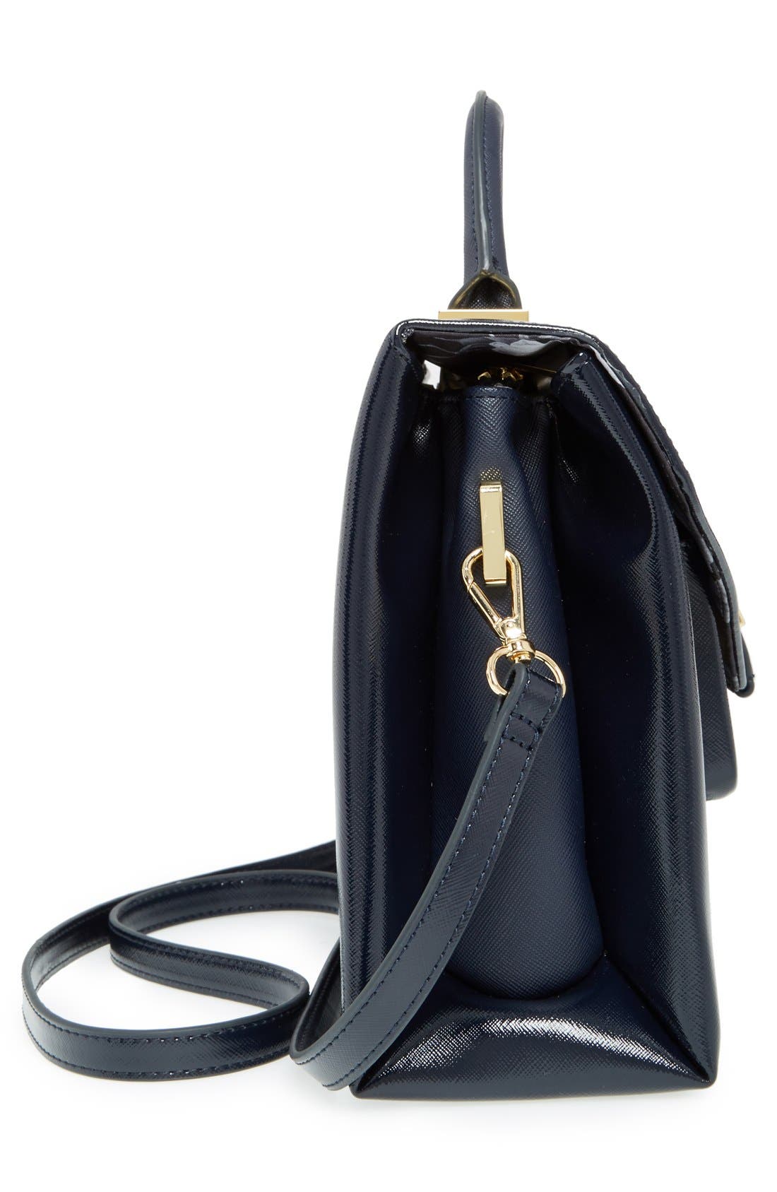 'Large' Faux Leather Tote, Alternate, color, NAVY